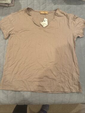 Creamy Beige V-Neck Tee